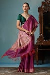 DUSALA_Purple Kosa Silk Chhattisgarhi Zinnia Handwoven Saree With Running Blouse Piece _Online_at_Aza_Fashions