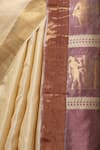 DUSALA_Beige Kosa Silk Folk Dance Aster Handwoven Saree With Running Blouse Piece _Online_at_Aza_Fashions