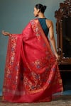 Shop_DUSALA_Pink Kosa Silk Floral Carnation Motif Handwoven Saree With Running Blouse Piece _at_Aza_Fashions