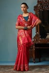 Shop_DUSALA_Pink Kosa Silk Floral Carnation Motif Handwoven Saree With Running Blouse Piece _Online_at_Aza_Fashions