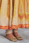 Shop_Sue Mue_Beige Anarkali Handwoven Cotton Tissue Digitally Printed Jaal Of Flowers Set _Online_at_Aza_Fashions