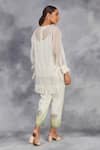 Sue Mue_Off White Handwoven Chanderi Mulmul Hand Painted Daisy Flower Top With Pant _Online_at_Aza_Fashions