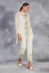 Shop_Sue Mue_Off White Handwoven Chanderi Mulmul Hand Painted Daisy Flower Top With Pant _Online_at_Aza_Fashions