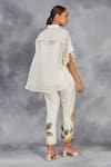 Shop_Sue Mue_Off White Handwoven Chanderi Mulmul Hand Painted Sunflower Top With Pant _at_Aza_Fashions