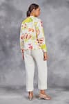 Sue Mue_Off White Pure Linen Embroidered Hibiscus Band Print Top With Pant _Online_at_Aza_Fashions