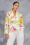 Buy_Sue Mue_Off White Pure Linen Embroidered Hibiscus Band Print Top With Pant _Online_at_Aza_Fashions