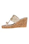 Shop_Fuchsia_Gold Embroidered Glam Zardozi Kolhapuri Wedges _Online_at_Aza_Fashions