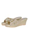 Shop_Fuchsia_Gold Embroidered Eclectic Elegance Zardozi Wedges _Online_at_Aza_Fashions