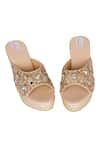 Shop_Fuchsia_Gold Embellished Mirror Magic Slider Wedges _at_Aza_Fashions