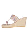 Shop_Fuchsia_Gold Embroidered Sequin Embellished Strap Kolhapuri Wedges _Online_at_Aza_Fashions