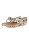 Shop_Fuchsia_Gold Embroidered Floral Breeze Kolhapuri Wedges _Online_at_Aza_Fashions