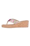 Buy_Fuchsia_Gold Embroidered Floral Meadow Strap Wedges _Online_at_Aza_Fashions