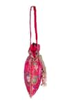 Fuchsia_Pink Woven Silk Floral Potli _Online_at_Aza_Fashions