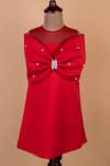 Buy_Toplove_Red Neoprene Embellished Pearl Dress _at_Aza_Fashions