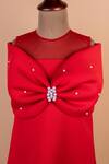 Toplove_Red Neoprene Embellished Pearl Dress _Online_at_Aza_Fashions