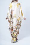 Shop_Anamika Khanna_White Printed Floral V Neck Kaftan And Draped Skirt Set _at_Aza_Fashions