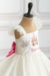 Ruchika lath label_Off White Taffeta- Lining Butter Crepe Embroidery Princess- Crown- Castle Dress _Online_at_Aza_Fashions