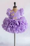 Buy_Ruchika lath label_Purple Organza- Lining Crepe Hand Embroidery Butterfly- Dress _at_Aza_Fashions