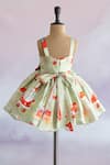 Shop_Ruchika lath label_Green Japan Satin- Lining Butter Crepe Print Christmas Theme Dress _at_Aza_Fashions