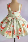 Ruchika lath label_Green Japan Satin- Lining Butter Crepe Print Christmas Theme Dress _Online_at_Aza_Fashions