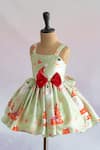 Buy_Ruchika lath label_Green Japan Satin- Lining Butter Crepe Print Christmas Theme Dress _Online_at_Aza_Fashions