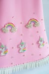 Buy_Ruchika lath label_Pink Scuba Embroidery Sequins- Crystal- Beads- Rainbow- Unicorn A-line Dress _Online_at_Aza_Fashions