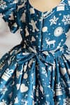 Ruchika lath label_Blue Japan Satin - Lining Butter Crepe Print Christmas Theme Snow Flake Dress _Online_at_Aza_Fashions