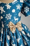 Buy_Ruchika lath label_Blue Japan Satin - Lining Butter Crepe Print Christmas Theme Snow Flake Dress 