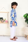 Buy_THE COTTON STAPLE_Blue Cotton Printed Ikat Topaz Paisley Kurta And Pant Set 