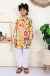 THE COTTON STAPLE_Multi Color Cotton Printed Ikat Macron Kurta And Pant Set _Online_at_Aza_Fashions