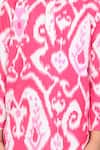 THE COTTON STAPLE_Pink Cotton Printed Ikat Heart Kurta And Pant Set _at_Aza_Fashions