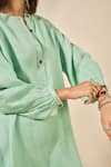 Shop_Grassroot By Anita Dongre_Green 100% Hemp Threadwork Round Whirl Placed Kurta With Pant _Online_at_Aza_Fashions