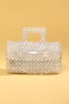 Buy_MODARTA_Silver Crystal Embellished Flap Bag _at_Aza_Fashions