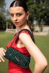 Shop_MODARTA_Green Crystal Beads Embellished Bag _at_Aza_Fashions