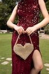 Shop_MODARTA_Gold Pearl Heart Shaped Bag _at_Aza_Fashions