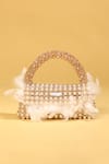 Buy_MODARTA_White Pearl Crystal Beaded Handbag _at_Aza_Fashions