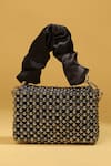 Buy_MODARTA_Black Pearl Metallic Crystal Work Mini Bag _at_Aza_Fashions