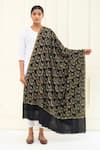 Buy_Pashme Ladakh_Black Embroidered Morning Glory Pashmina Shawl _at_Aza_Fashions