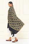 Shop_Pashme Ladakh_Black Embroidered Morning Glory Pashmina Shawl _at_Aza_Fashions