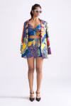 Shop_Saaksha & Kinni_Multi Color Mushroom Twill Printed Tribal Lapel Wide Collared Blazer _at_Aza_Fashions