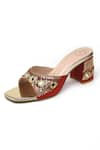 Yassio_Red Sequin Begum And Mirror Embroidered Heels _Online_at_Aza_Fashions