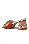 Shop_Yassio_Red Sequin Begum And Mirror Embroidered Heels _Online_at_Aza_Fashions