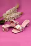 Buy_Yassio_Pink Kani Firdaus Embroidered Heels _at_Aza_Fashions