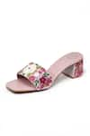 Yassio_Pink Kani Firdaus Embroidered Heels _Online_at_Aza_Fashions