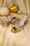 Buy_Yassio_Gold Sequin Meher And Mirror Embroidered Heels _at_Aza_Fashions