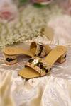 Buy_Yassio_Brown Thread Sabaa Cutdana And Pearl Embroidered Heels _at_Aza_Fashions