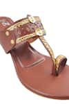 Buy_The Madras Trunk_Brown Braided Strap Kolhapuri Block Heels _Online_at_Aza_Fashions