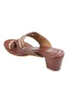 The Madras Trunk_Brown Braided Strap Kolhapuri Block Heels _at_Aza_Fashions