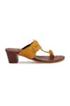 Shop_The Madras Trunk_Brown Colorblock Braided Kolhapuri Heels _Online_at_Aza_Fashions