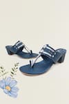 Buy_The Madras Trunk_Blue Braided Cutwork Strap Kolhapuri Heels _at_Aza_Fashions